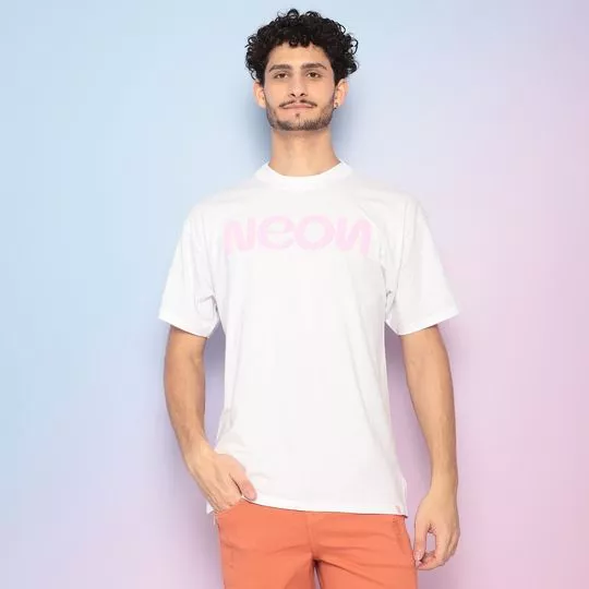 Camiseta Neon- Off White & Rosa Claro- Malwee