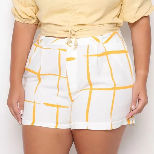 Short Abstrato- Off White & Amarelo- Malwee