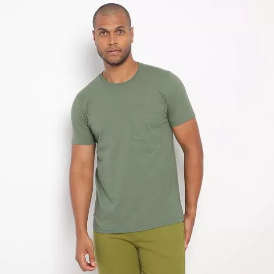 Camiseta Com Bolso- Verde- Enfim
