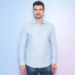 Camisa Com Recortes<BR>- Azul Claro<BR>- Classic