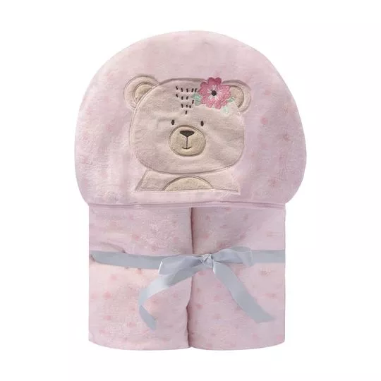 Cobertor Poá Com Capuz- Rosa & Pink- 110x90cm
