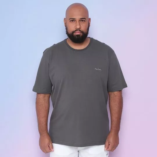 Camiseta Careca Malha Básica Sem Bolso- Cinza Escuro