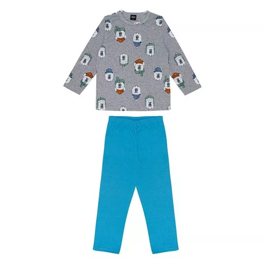 Pijama Ursinhos- Cinza & Azul- Select