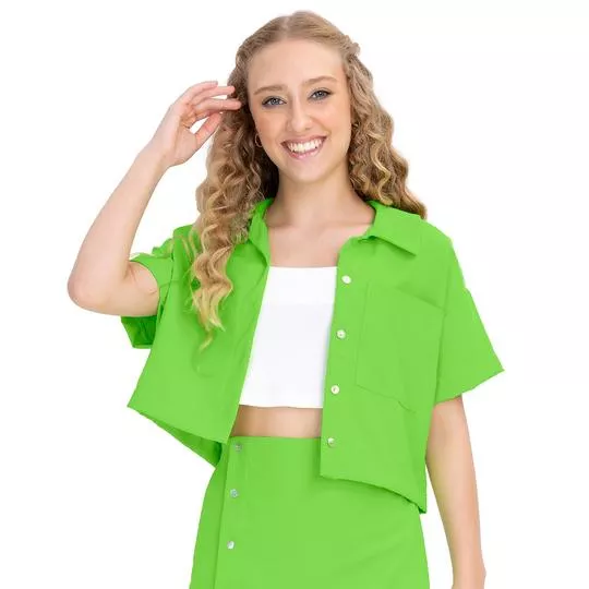 Camisa Com Bolso- Verde Claro- Minty