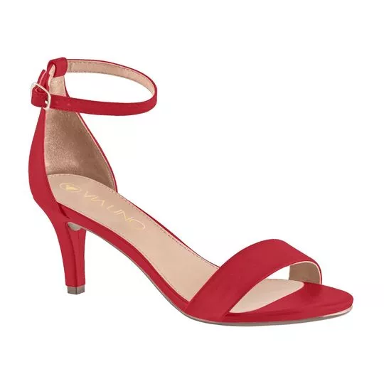Sandália Com Tira- Vermelho Escuro- Salto: 7,5cm