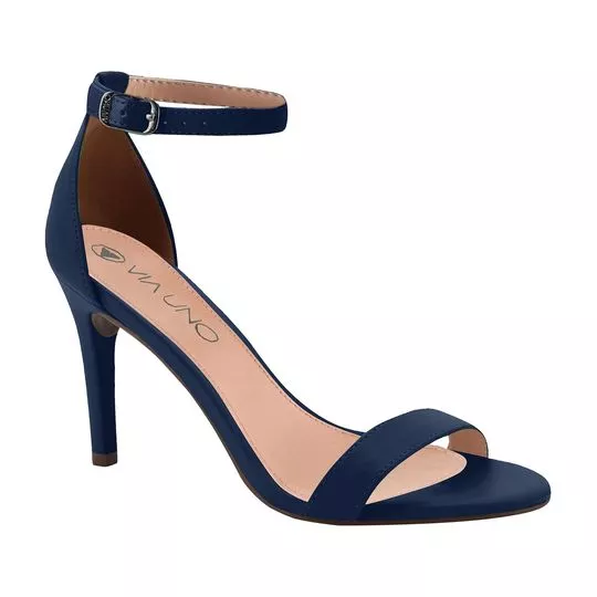 Sandália Com Tira- Azul Marinho- Salto: 9cm
