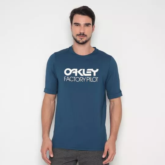 Camiseta Factory Pilot Mtb Ss Jersey- Azul Escuro & Branca