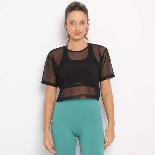 Cropped Em Tule- Preto- Physical Fitness