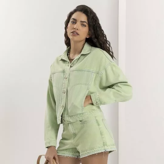 Jaqueta Com Bolsos- Verde Claro