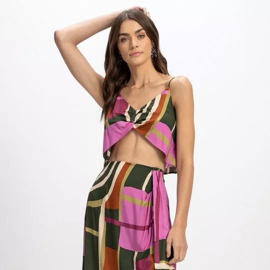Cropped Abstrato- Pink & Verde Escuro