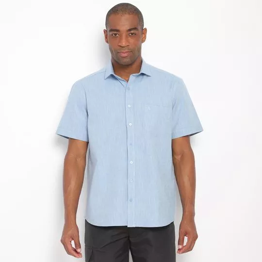 Camisa Comfort Fit Com Bolsos- Azul Claro