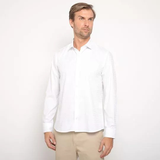 Camisa Slim Fit Texturizada- Branca