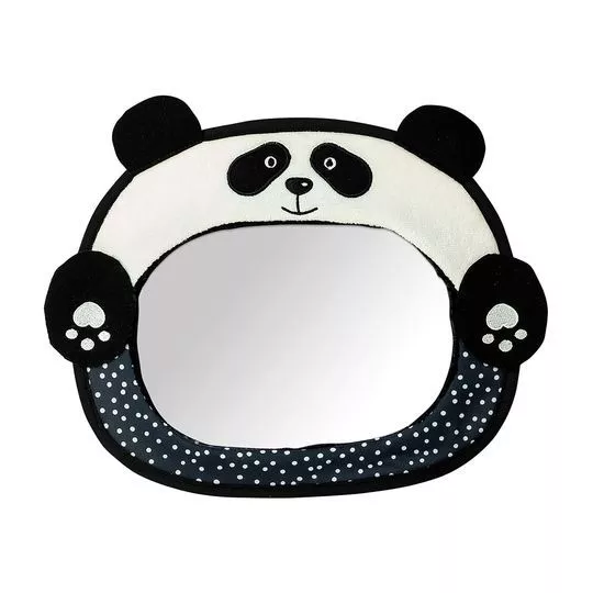 Espelho Para Banco De Trás Panda- Branco & Preto- 27x32,5x1cm- Buba