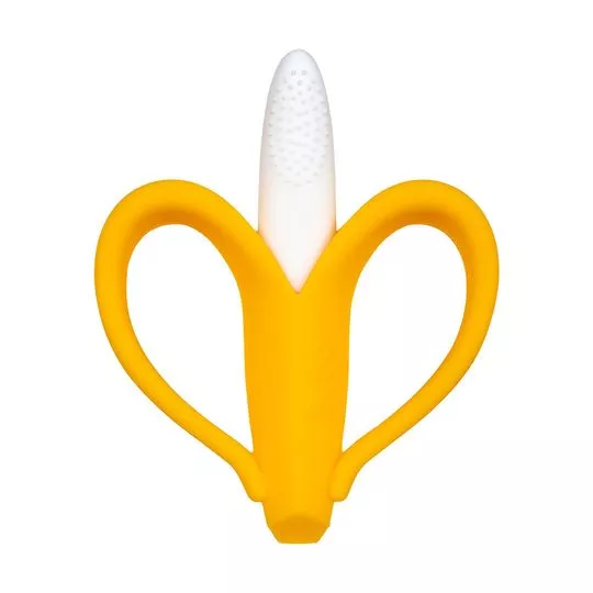 Massageador De Gengiva Banana- Branco & Amarelo- 10x7x3cm- Buba