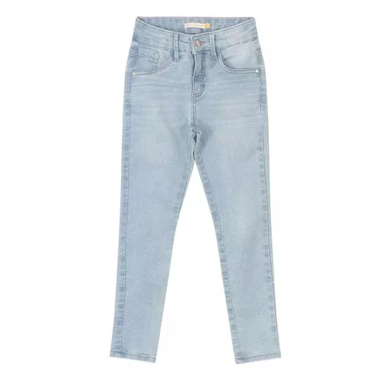 Calça Jeans Skinny Com Bolsos- Azul Claro- Carinhoso