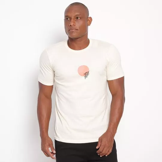 Camiseta Abstrata- Off White & Coral