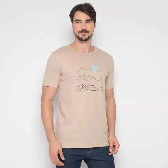 Camiseta Montanha- Bege & Preta