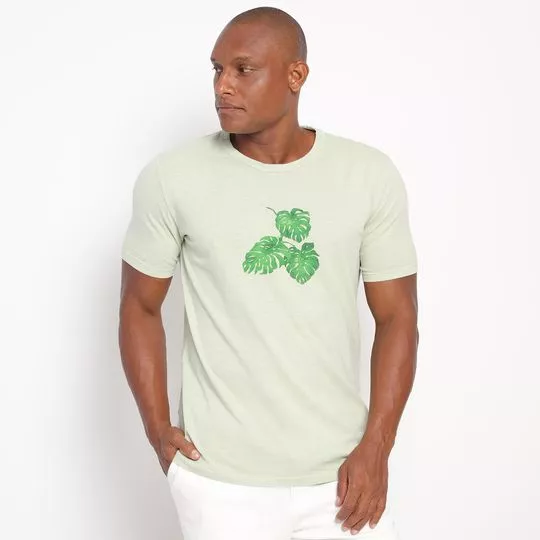 Camiseta Folhagens- Verde Claro & Verde