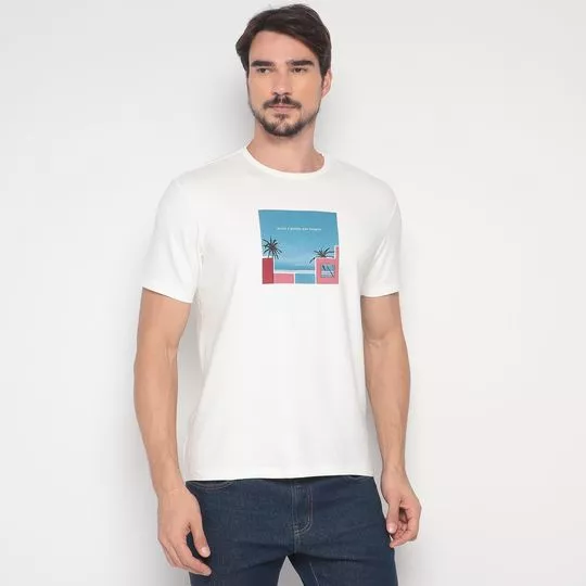 Camiseta Praia- Branca & Azul