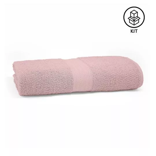 Jogo De Toalhas Para Banho Natural- Rosa Claro- 4Pçs