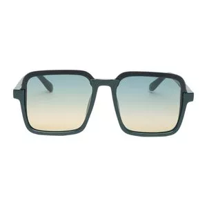 Óculos De Sol Quadrado<BR>- Preto & Verde Escuro