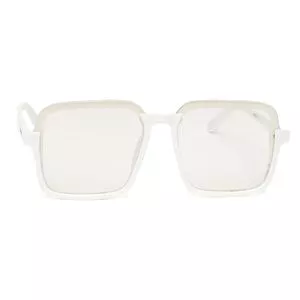 Óculos De Sol Quadrado<BR>- Branco & Cinza Claro
