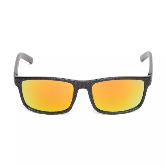 Óculos De Sol Retangular- Preto & Amarelo- Triton