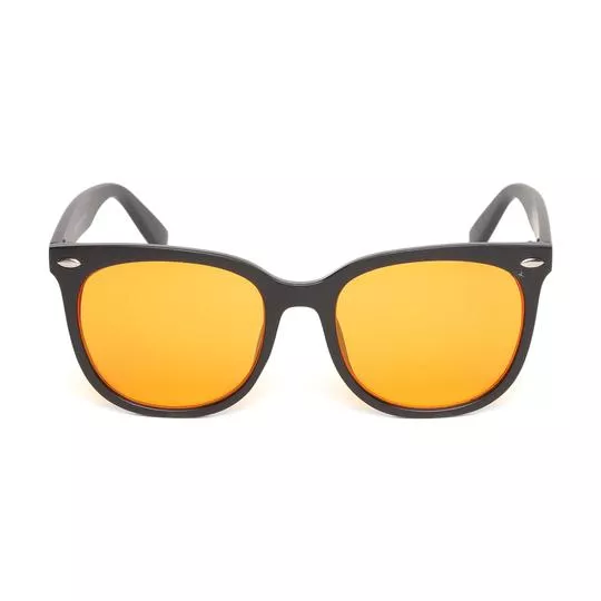 Óculos De Sol Arredondado- Preto & Amarelo- Triton
