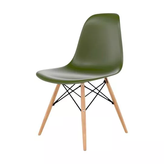 Cadeira Eames Dsw- Verde Militar & Marrom- 81x43x53cm- Seat & Co