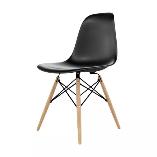 Cadeira Eames Dsw- Preta & Marrom- 81x46x53cm- Seat & Co