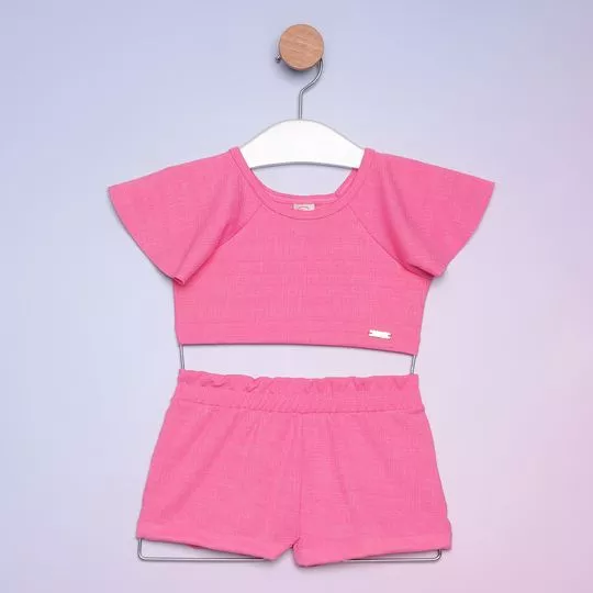 Conjunto De Cropped & Short- Rosa- Costão Fashion