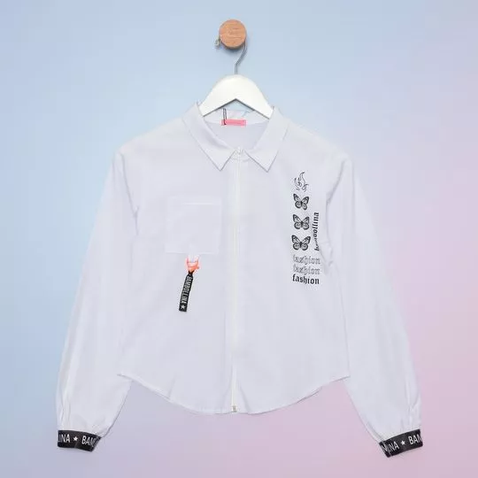 Camisa Com Inscrições- Branca & Preta