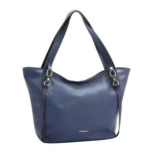 Bolsa Tote Com Recortes<BR>- Azul Escuro<BR>- 30x33x13cm