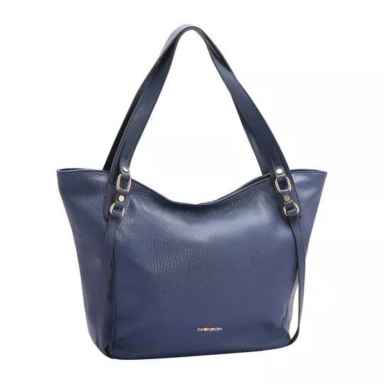 Bolsa Tote Com Recortes- Azul Escuro- 30x33x13cm