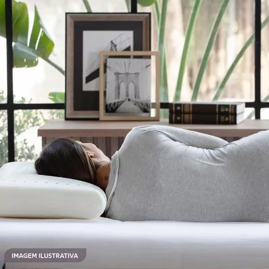 Travesseiro Zen Sleep Pure- Branco- 13x60x40cm- 230 Fios