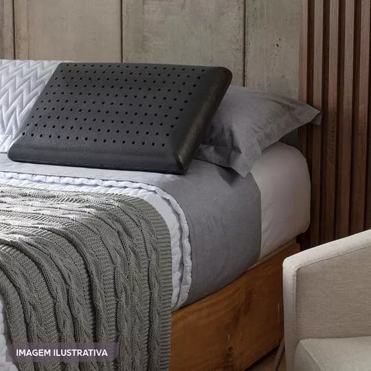 Travesseiro Zen Sleep Carbon Active- Preto- 13x60x40cm- 230 Fios