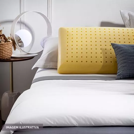 Travesseiro Zen Sleep Roman Chamomile- Amarelo- 13x60x40cm- 230 Fios