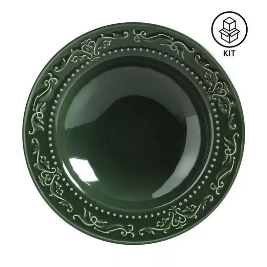 Jogo De Pratos Fundos Acanthus- Verde Escuro- 6Pçs