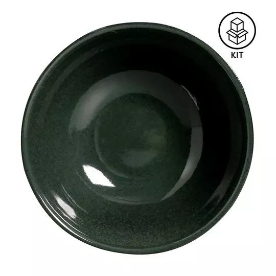 Jogo De Cumbucas Coup Stoneware Naturale- Verde & Preto- 6Pçs- 360ml