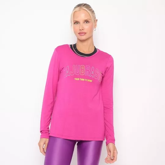 Blusa Com Inscrições- Pink & Amarela- Caju Brazil