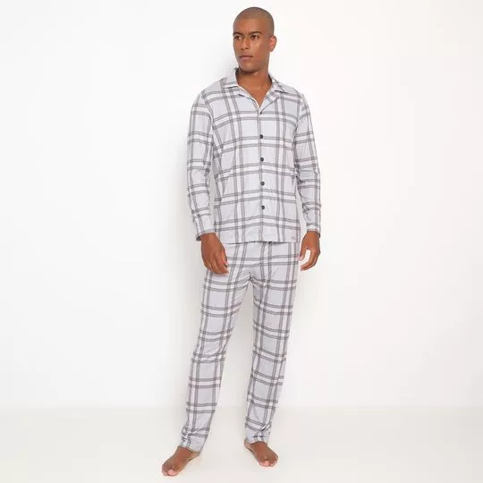 Pijama Xadrez- Cinza Claro & Cinza Escuro