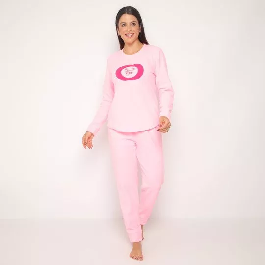 Pijama Em Soft- Rosa Claro & Pink