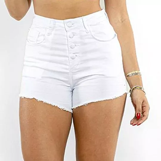 Short Com Recortes- Branco- Consciência Jeans