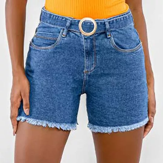 Bermuda Jeans Com Bolsos- Azul- Consciência Jeans