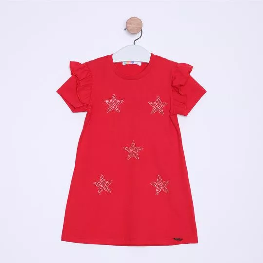Vestido Estrelas- Vermelho- Mylu