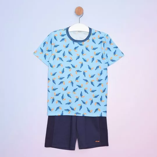 Conjunto De Camiseta & Bermuda- Azul Claro & Azul Marinho- Oliver