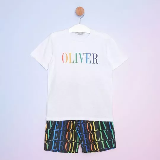 Conjunto De Camiseta & Short- Off White & Preto- Oliver