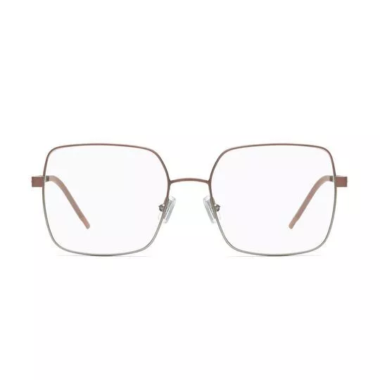 Armação Quadrada Para Óculos De Grau- Rosa & Prateada- Hugo Boss