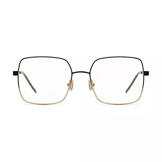 Armação Quadrada Para Óculos De Grau- Dourada & Preta- Hugo Boss