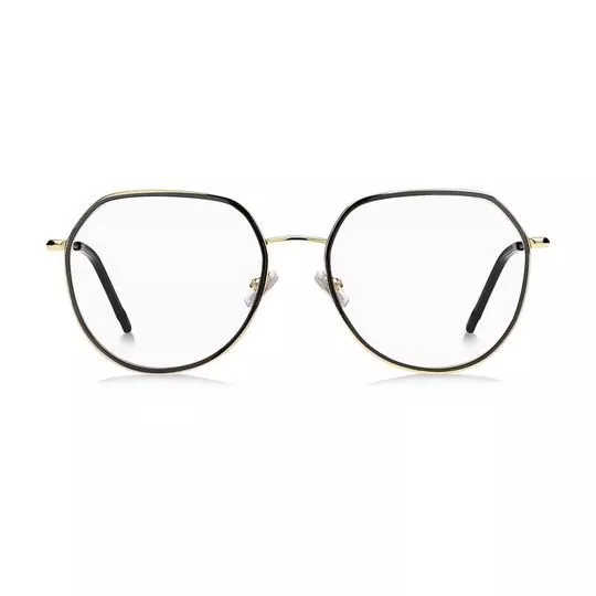 Armação Hexagonal Para Óculos De Grau- Dourada & Preta- Hugo Boss
